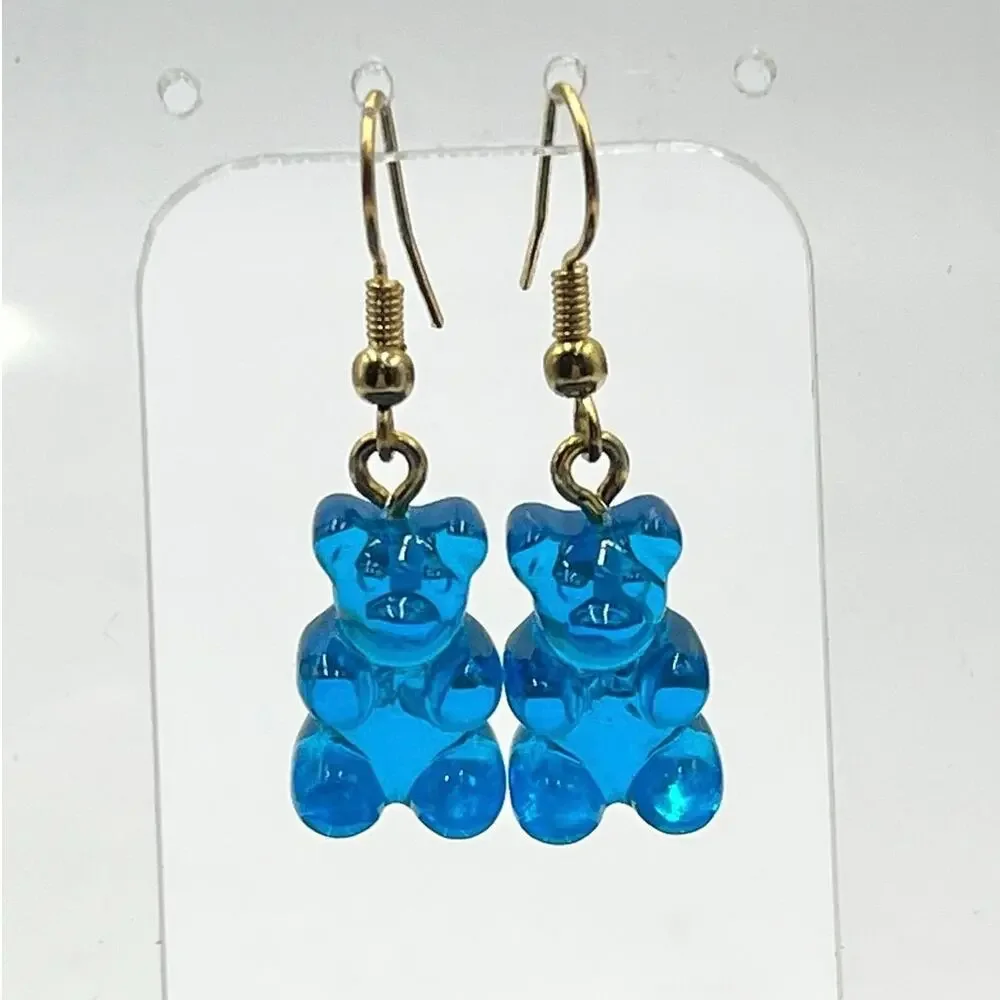 Crystal Haze Designer Nostalgia Blue Resin Bear Earrings Azure Repaired Dangles